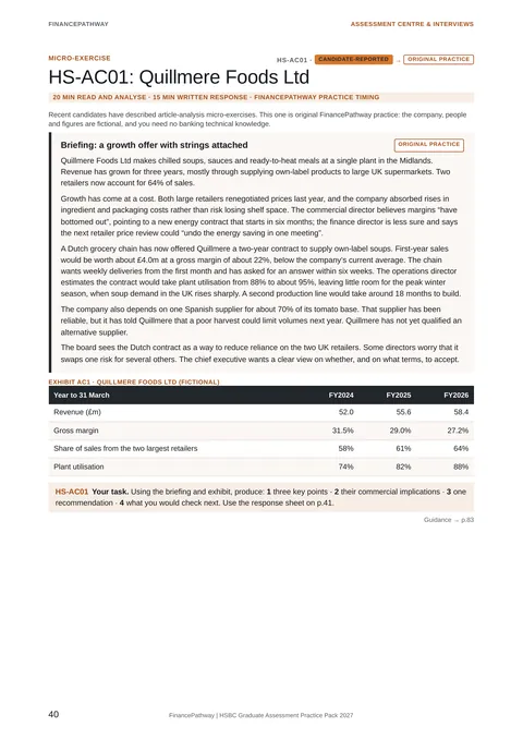 Micro-exercise: Quillmere Foods Ltd
