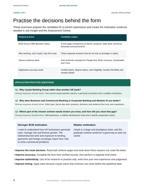 Practise the decisions behind the form