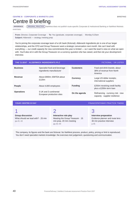 Centre B briefing: Alderwick Ingredients