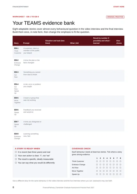 Your TEAMS evidence bank