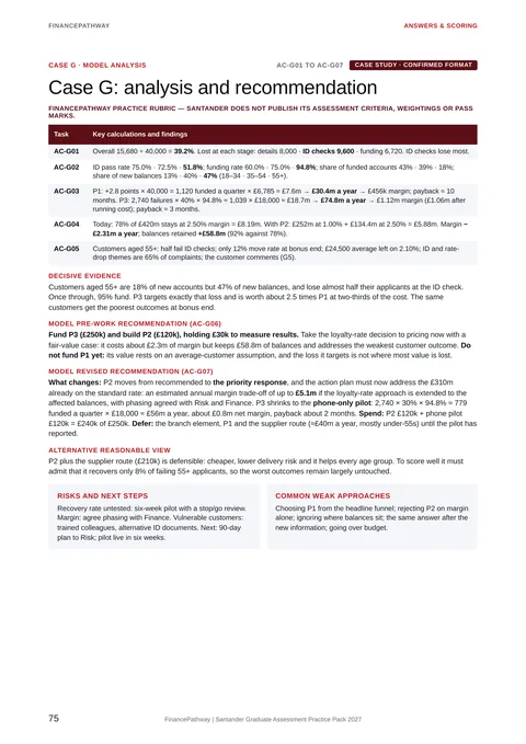Case G: model analysis and recommendation
